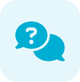 Speech bubble with a question mark indicating IT support inquiries for current clients