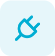 Blue electric plug icon on a light blue rounded square background.