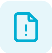 Blue icon of a document with an exclamation mark in the center, on a light blue rounded square background.