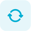 Blue circular arrow icon indicating a refresh or sync action, centered on a light blue rounded square background.