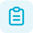 Blue clipboard icon with two horizontal lines, representing a document or checklist, on a light blue rounded square background.