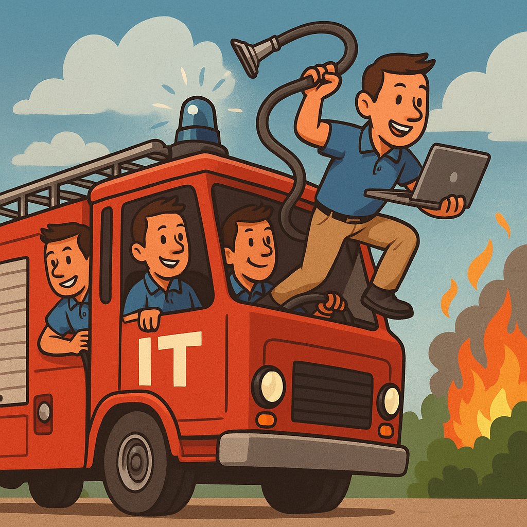 IT specialists going to fight a fire