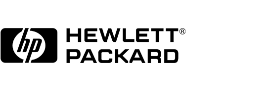The Hewlett-Packard (HP) logo in black, featuring the stylized "hp" emblem in a circle, with "HEWLETT PACKARD" written in bold, uppercase letters to the right.