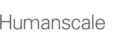 The word "Humanscale" in large, gray, sans-serif font on a light gray background.