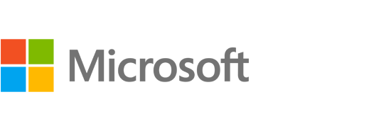 Microsoft logo featuring four colored squares (red, green, blue, yellow) arranged in a grid, next to the word "Microsoft" in gray text on a light background.