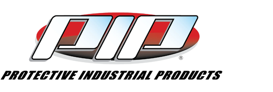 PIP logo with bold white letters on a red oval background above the text "Protective Industrial Products" in black font.