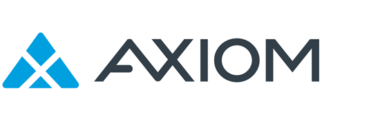 A blue triangular geometric logo followed by the word "AXIOM" in bold, black uppercase letters on a white background.