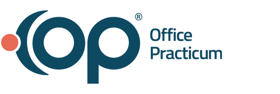 Office Practicum logo featuring the letters "OP" in blue with a red dot, followed by the text "Office Practicum" on a white background.
